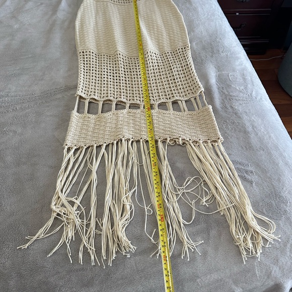 Zara Chic Beige Crochet Dress with Fringe. New - Picture 10 of 14